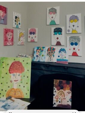 Vibrant Abstract Portrait Canvas Art - Red & Green Accents